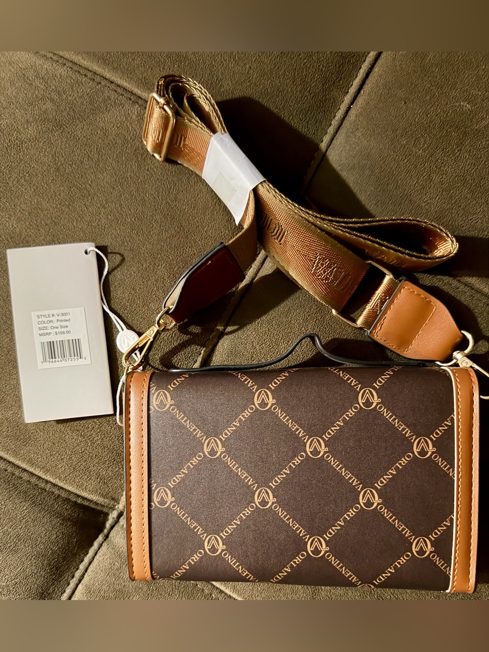 Valentino Orlandi Brown and Tan Logo Crossbody Bag - Picture 2 of 11